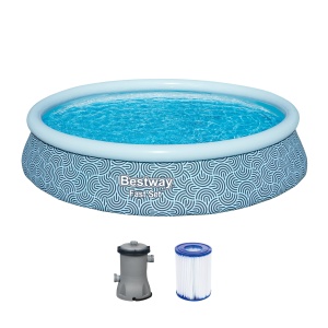 Piscina Bestway Fast Set O396x84 cm 7340 L cu pompa de filtrare material TriTech