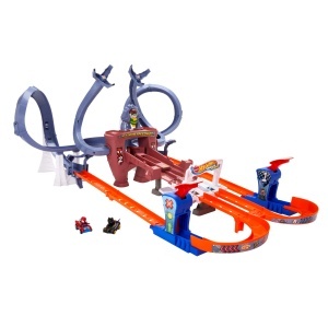 Pista de Curse Hot Wheels RacerVerse Spider-Man si Black Panther, cu 2 Masini Die-Cast