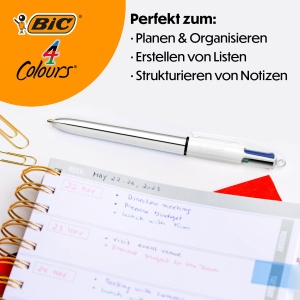 Pix BIC 4 Colours Shine, set 5 bucati, culori variate, scriere documente - Img 3