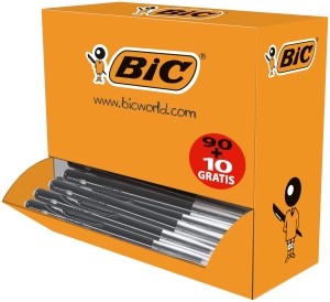 Pix BIC M10, 0,4 mm, negru, cu mecanism lateral si clip, 100 bucati