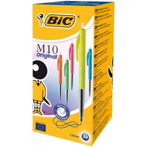 Pix BIC M10 Original Ultracolors, retractabil, 1mm, albastru, 50 bucati