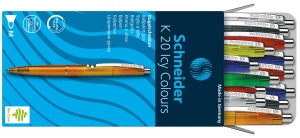 Pix Schneider K20 Icy Colours, 20 bucati, mecanism de presiune, albastru, culori transparente - Img 3