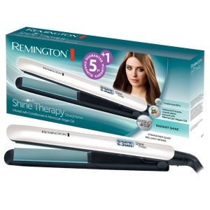 Placa de indreptat parul Remington S8500, ceramica, 150-230C, cu ulei de argan si vitamina E