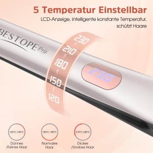Placa de par profesionala BESTOPE, 2 in 1, 5 temperaturi, 15S incalzire rapida, aurie - Img 5