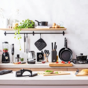 Placa de taiat din bambus MasterChef, 38.5 x 26.5 cm, cu saftranda - Img 6