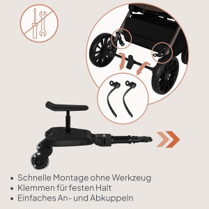 Placa de transport LIONELO Buggy Board 2-in-1 pentru carucior, cu scaun detasabil, roti LED, pana la 25 kg - Img 3