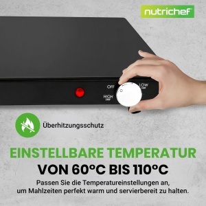 Placa electrica de incalzire NutriChef 54x42 cm, 180W, neagra, temperatura 60-110C - Img 5