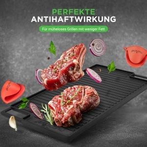 Placa Grill din Fonta NutriChef 45 x 25 cm, Antiaderenta, pentru Inductie si Gaz - Img 4
