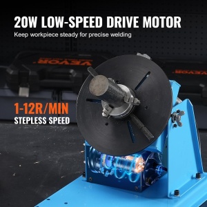 Placa rotativa de sudura VEVOR 20 W Pozitionator de sudura 1-12 rpm Manipulator 10 kg (orizontal)/5 kg (vertical) Masa rotativa Unghi de inclinare 0-90deg K01-63 Mandrina cu trei falci pentru taiere, slefuire, asamblare - Img 4