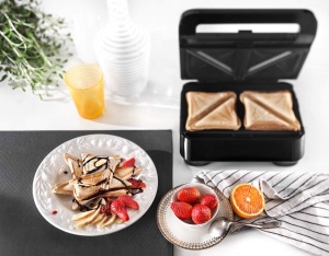 Placi sandwich DeLonghi DLSK154 set 2 piese antiaderente compatibile Multigrill SW12 negru - Img 2