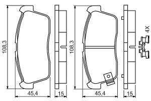 Placute de frana Bosch BP408 - 4 bucati, cu senzori de uzura, pentru frana fata - Img 5
