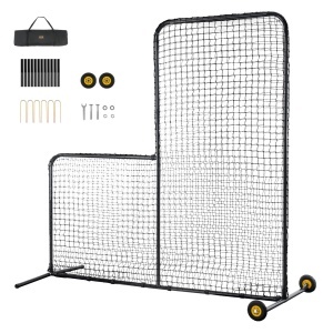 Plasa de protectie VEVOR XH-SH-7X7-L pentru baseball si softball 213x213 cm cu roti si husa