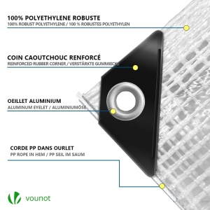 Plasa de protectie VOUNOT 3x5m 180gm impermeabila alba, rezistenta la rupere - Img 2
