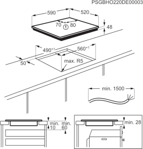Plita cu inductie AEG autosuficienta 60cm, 4 zone de diferite dimensiuni cu functie de putere 4x pentru gatit rapid, 10 niveluri, fara rame, functionare tactila, blocare pentru copii, montare pe suprafata, IB6420ACB - Img 11
