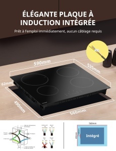 Plita inductie COMFEE CIH741F238K0 7200W 4 zone Boost Touch Control - Img 3