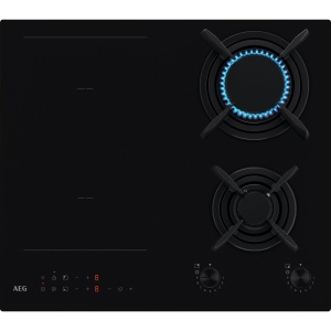 Plita mixta gaz si inductie AEG Serie 8000 HF704163NB, 60 cm, negru