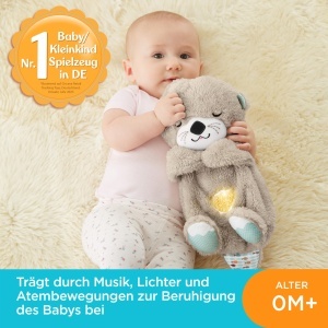 Plus cu sunete Fisher-Price Schlummer Otter, pentru bebelusi, material moale, muzica si lumini - Img 2