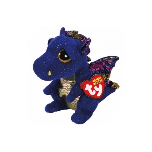 Plusa Drac Saffire TY 36879, 15 cm, culoare albastru inchis, cu ochi stralucitori - Img 3