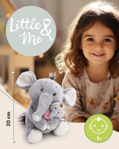 Plush Elefant NICI 20cm cu Elefantel 6cm - gri, jucarie din plus moale - Img 3