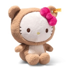 Plush Hello Kitty Steiff 20cm, Costum de Urs, Alb, Abneable Kapuze - Img 2