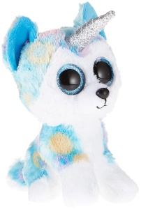 Plush Husky TY Helena cu Corn, 15 cm, Design Colorat