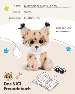 Plush Luchs Lenzo 15cm NICI - Jucarie de plus cu ochi stralucitori si detalii aurii - Img 5