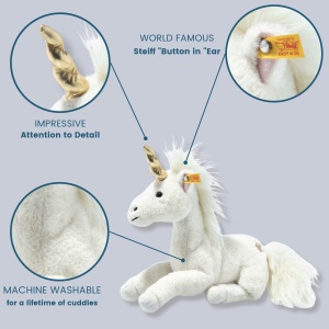 Plush Unicorn Steiff Unica Schlenker 27 cm, Alb, Jucarie din Plus - Img 5
