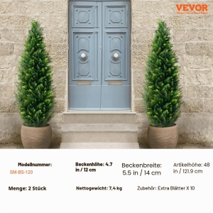Pom de Zeda Artificial VEVOR SM-BS-120, 121,9 cm, 2 Bucati, Verde - Img 8