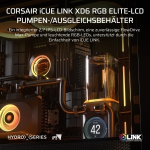 Pompa cu LCD Corsair iCUE LINK XD6 RGB Elite, 440 ml, Gri metalic - Img 2