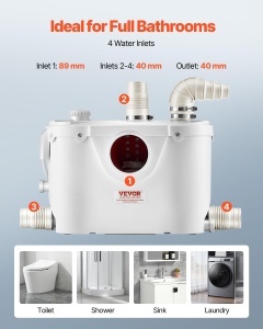 Pompa de apa uzata VEVOR FLO500-BE 500W Debit 110Lmin Inaltime 8m - Img 5