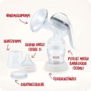 Pompa manuala de lapte NUK cu pernuta din silicon, 150 ml, ergonomic - Img 6