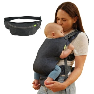 Port-bebe Infantino Fold Go 2-in-1, Compact, Usor, pentru copii 5,5-18 kg, Gri