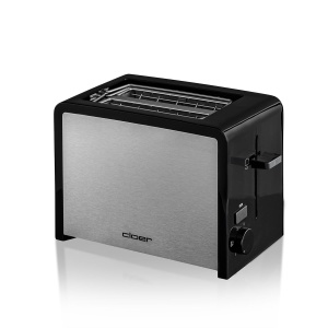 Prajitor de paine Cloer 3210, 825 W, pentru 2 felii de paine prajita, accesoriu de chifla integrat, dispozitiv de ridicare, sertar pentru firimituri, termoizolat, otel inoxidabil, negru - Img 3