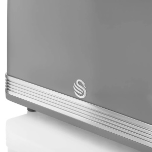 Prajitor de paine cu fante largi Swan Retro ST19010GRNEU cu 2 felii, design vintage, 3 functii: dezghetare/reincalzire/anulare, 6 controlere de nivel de paine prajita, otel inoxidabil, gri, 815W - Img 6