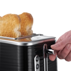 Prajitor de paine Russell Hobbs [pentru 2 felii] Inspire Black cu structura lucioasa de inalta calitate (fante de paine prajita foarte largi, inclusiv accesoriu pentru chifle, 6 niveluri de rumenire + functie de dezghetare si reincalzire) 24371-56 - Img 4