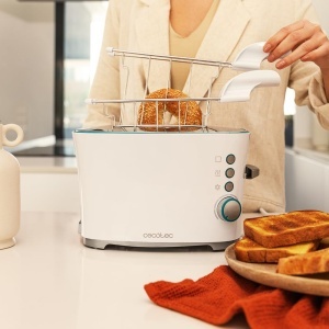 Prajitor de paine vertical Cecotec Toast & Button Double W, 650W, Slot dublu lat pentru 2 paine prajite, Curatare usoara, Oprire automata si functie pop-up, Inclusiv clesti de indepartare, Tava pentru firimituri - Img 8