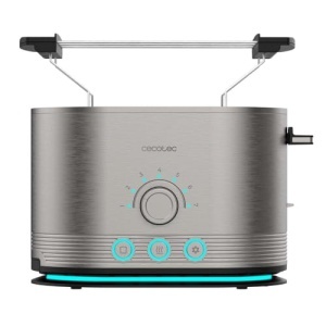 Prajitor de paine vertical din otel inoxidabil Cecotec cu dubluShort Slot Shine&Toast Double. 850W, capacitate pentru 2 felii, fante largi de 3,8 cm, inel usor, 7 niveluri de prajire, bare superioare - Img 2