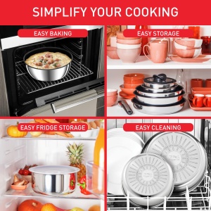 Preferinta Tefal Ingenio pe 15-tlg. Set de vase de gatit, set de oale stivuibile prin inductie, acoperire antiaderenta, semnal termic la temperatura ideala de prajire, potrivit pentru toate tipurile de aragaz, maner universal, L97495 - Img 7