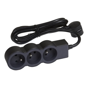 Prelungitor Legrand 049489 cu 3 prize cablu 3m negru si gri inchis