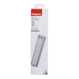 Prelungitor Legrand 694504 Ultra Alb-Aluminiu 3 Prize USB-A si USB-C Montare Perete sau Masa - Img 4