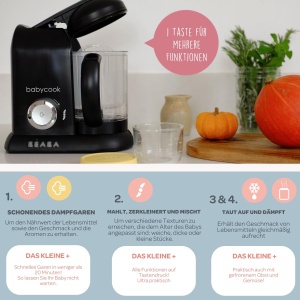 Preparat pentru hrana bebelusilor BEABA Babycook Solo - 4 in 1, 1100 ml, Negru - Img 3