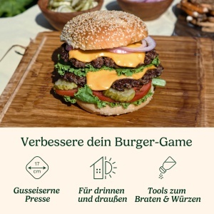 Presa de burger Cuisinart din fonta 17 cm cu spatula si hartie antiaderenta - Img 2