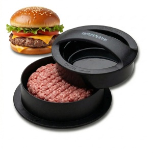 Presa de burger Fackelmann, 11 cm, din plastic, negru, usor de curatat