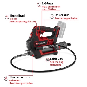 Presa de gresare Einhell TP-GR 18690 Li Solo 18V 690 bar 295 mlmin LED 2 trepte - Img 3