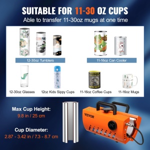 Presa de sublimare VEVOR 620W pentru cani 11-30 oz culoare negru tehnologie inovatoare - Img 3