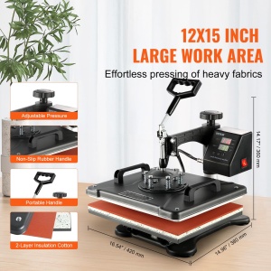 Presa de Transfer VEVOR 38 x 38 cm, 1200 W, Max. 250 C, 8 in 1 - Img 4
