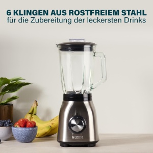 Princess Stand Mixer - 4 setari de viteza, functie de puls, 6 lame, 1000 wati, ulcior de sticla de 1,5 litri, otel inoxidabil periat, 212091, otel inoxidabil, periat, 01.212091.01.001 - Img 2