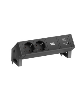 Priza de birou Bachmann DESK2, 2xSchutzkontakt, USB AC, 22W, negru