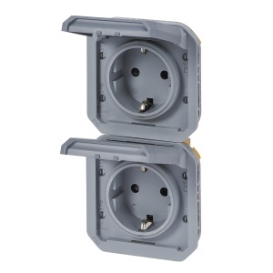 Priza dubla Legrand Plexo 069577L IP44IP55 verticala gri cu protectie la atingere - Img 2