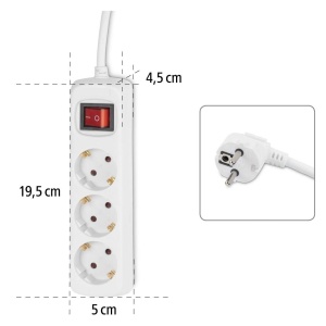Priza multipla Hama 3-faceri, 5m cablu, cu intrerupator si protectie - Img 3
